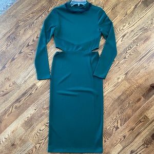 Emerald Green Bodycon dress with lace collar